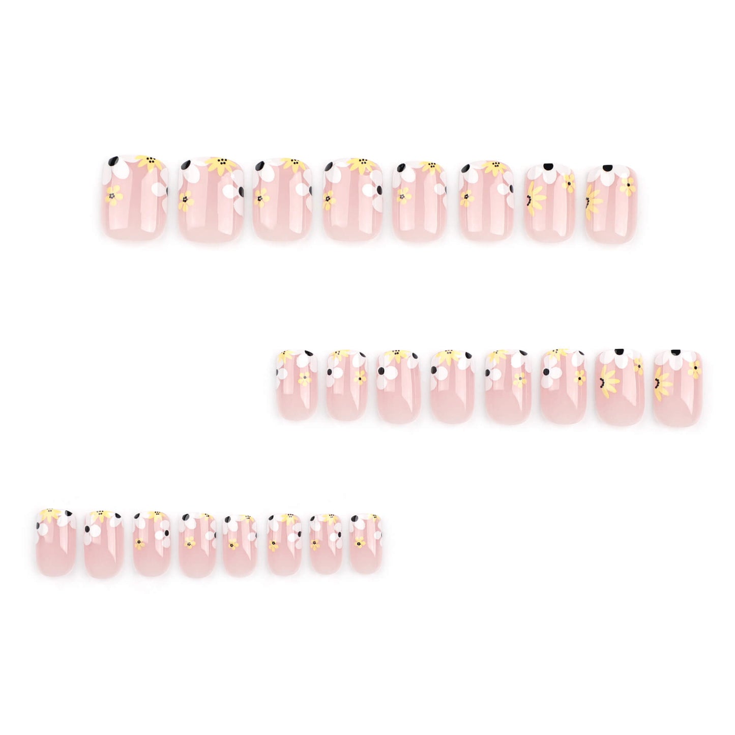 French Flower Square Press On Nails