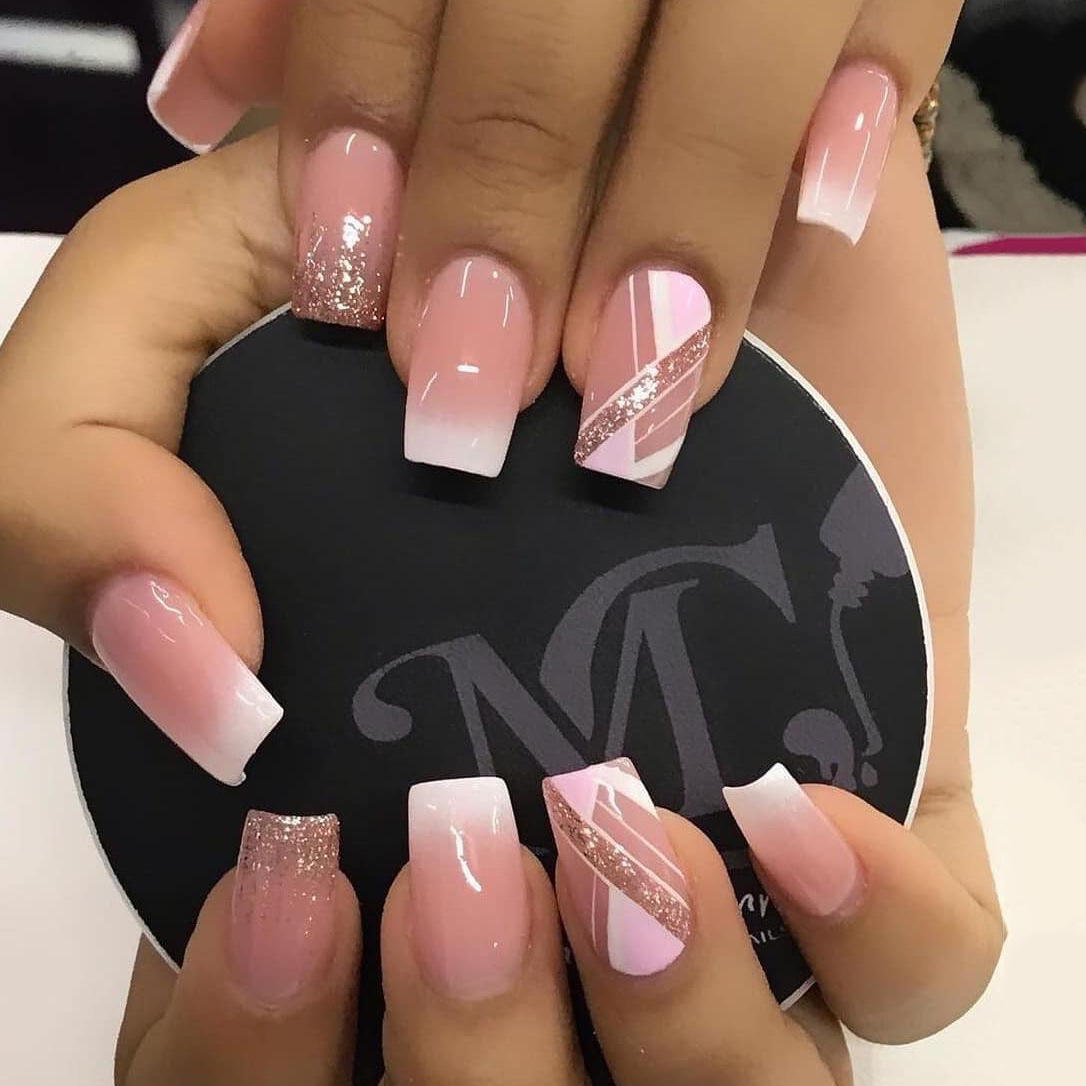 french manicure with glitter tips