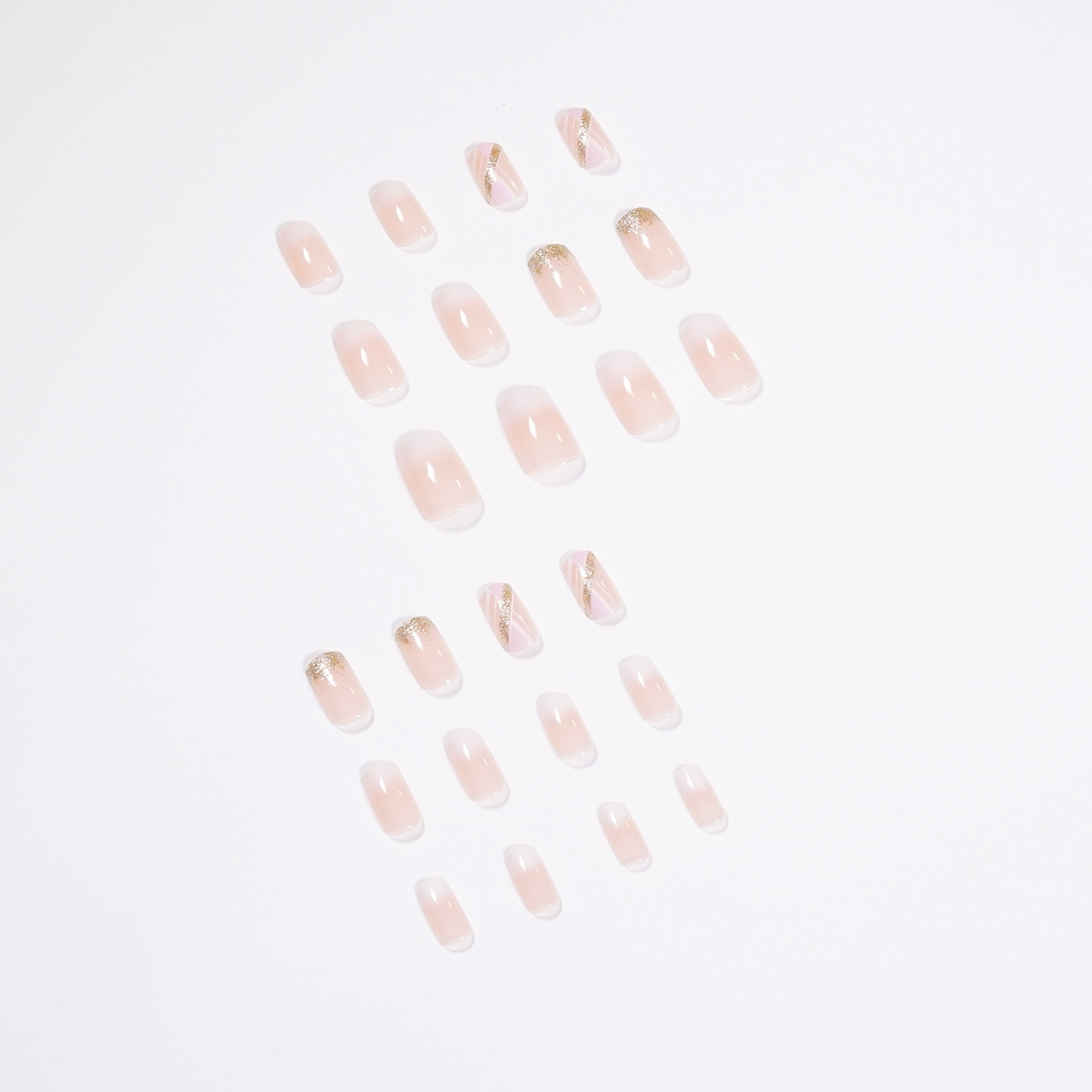 Golden Glitter Ombre Pink French Nails