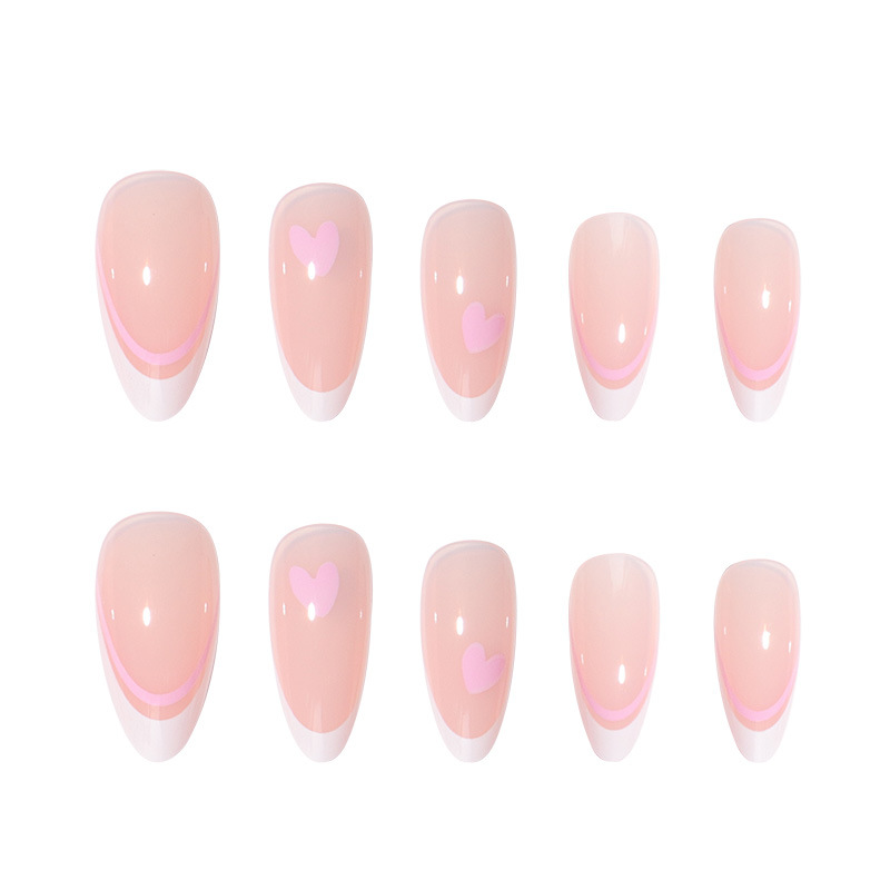 Pink Love French Oval Nails Medium