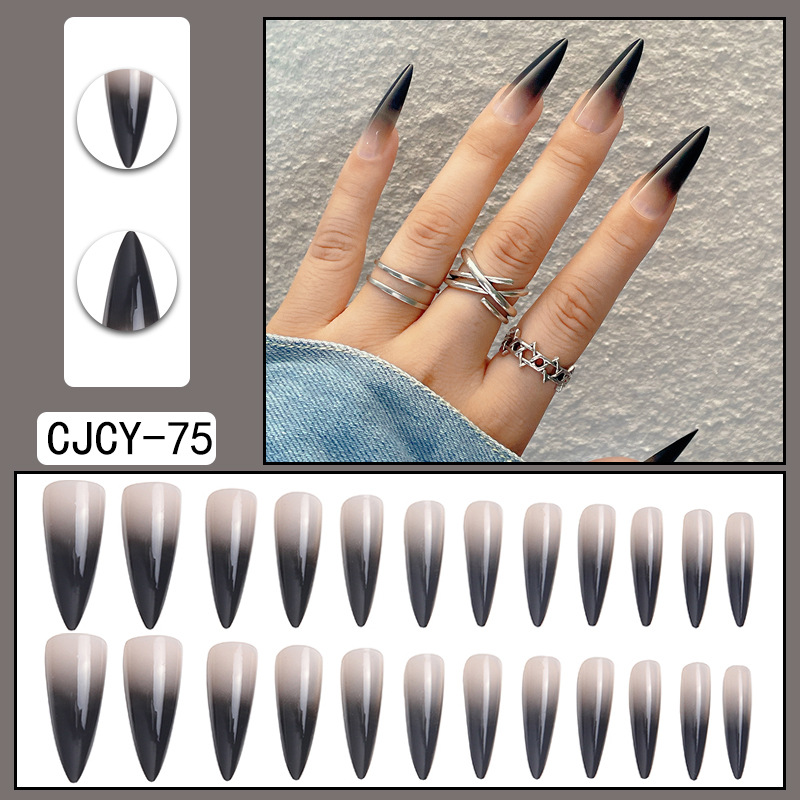 Black Ombre Stiletto Nails