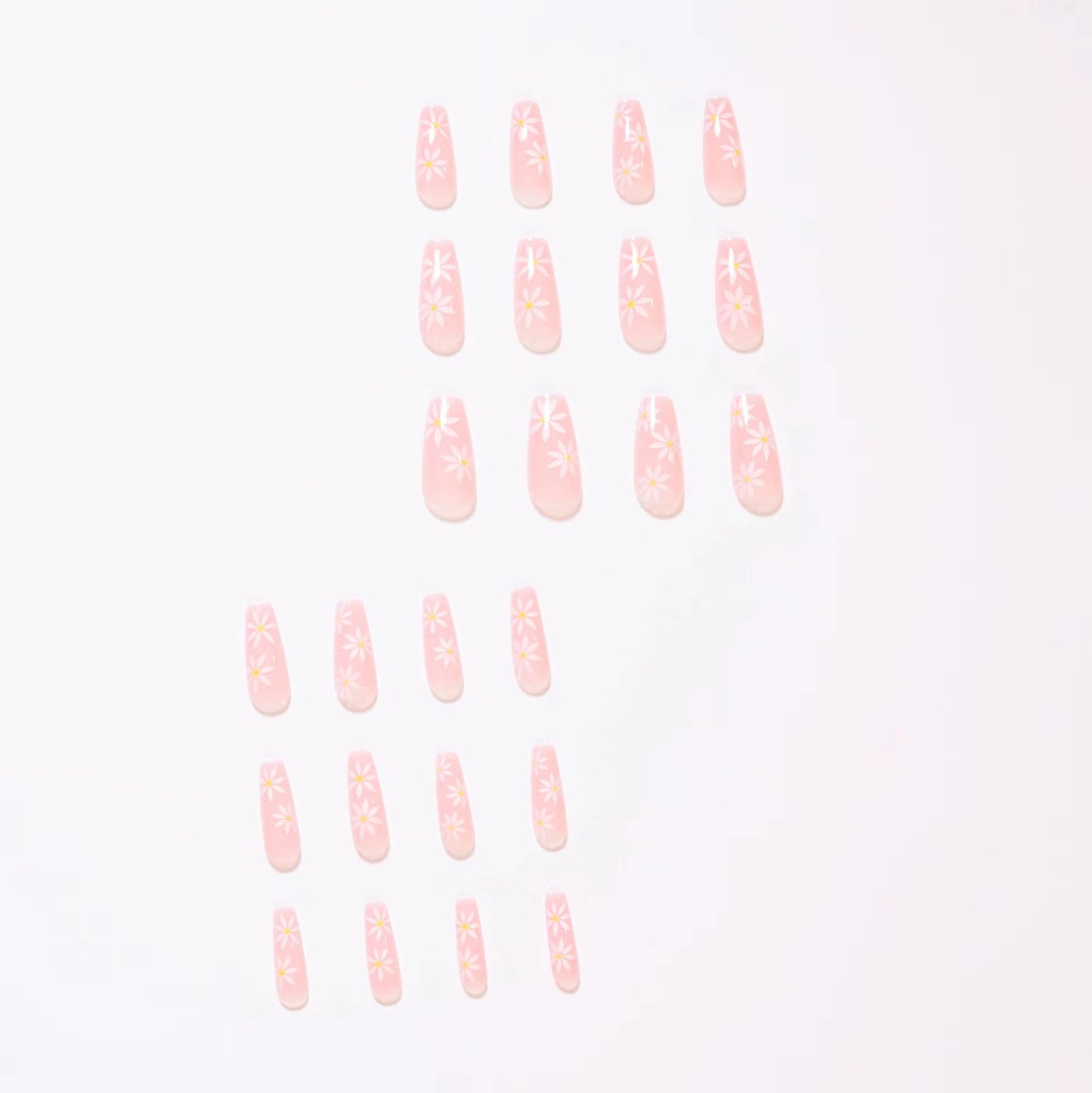 24PCS Press On Nails Florials Medium