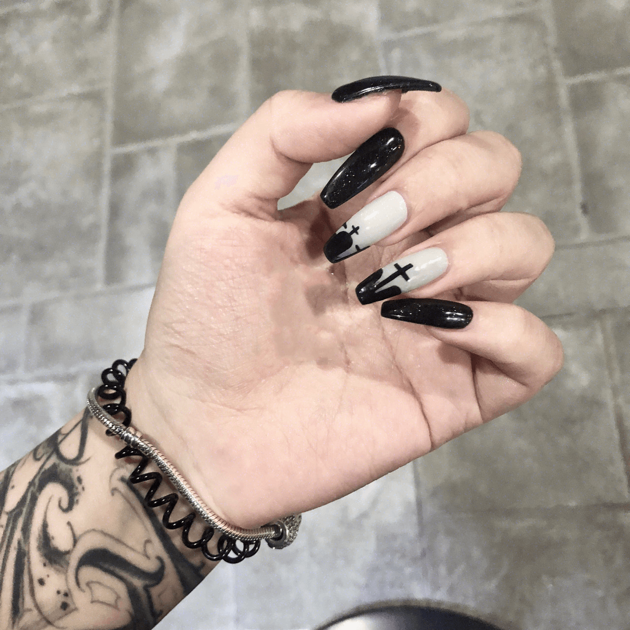 Gothic Cross Halloween Press On Nails