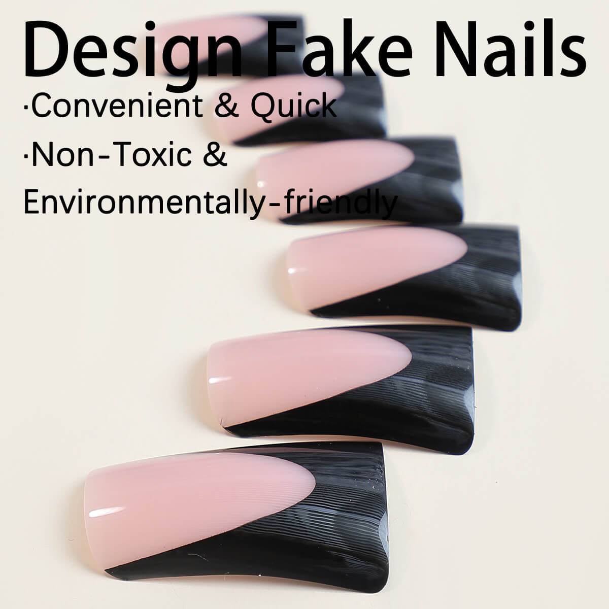 Black French Tip Duck Press On Nails