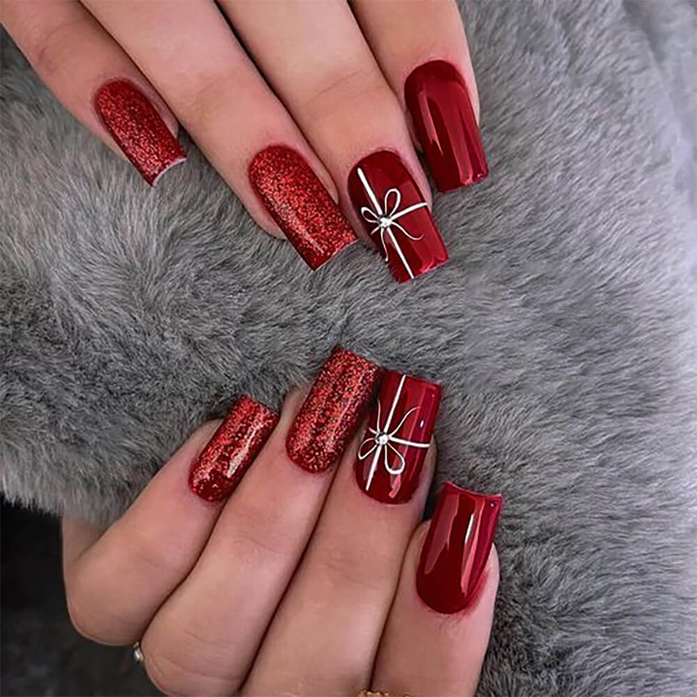 Red Christmas Coffin Press On Nails