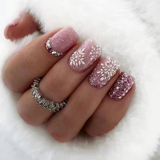 Winter Snowflake Christmas Press on Nails