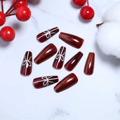 Red Christmas Coffin Press On Nails