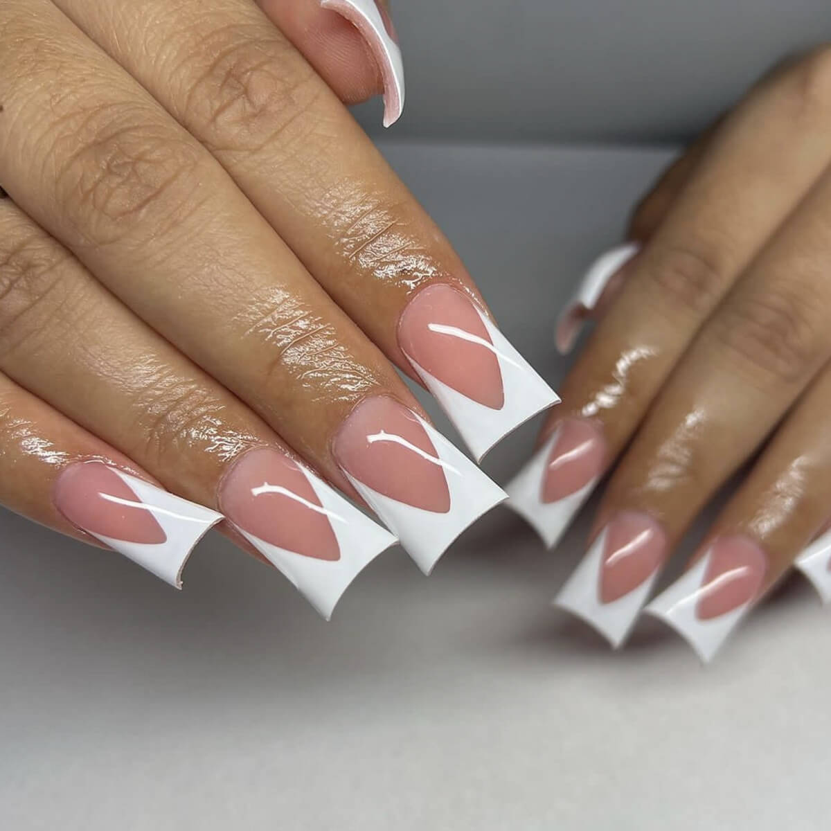 White French Tip Duck Press On Nails