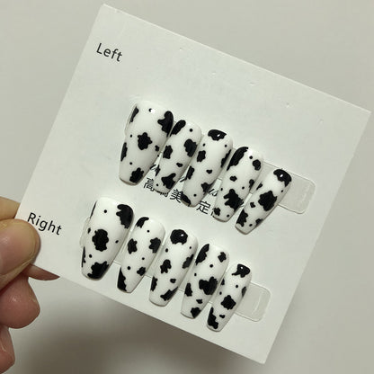 #BL103 Handmade Press On Nails Medium Cow Nails