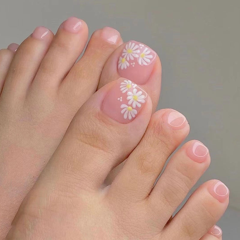 Flower Pink Toe Nails