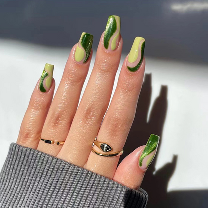 Green swirls coffin nail