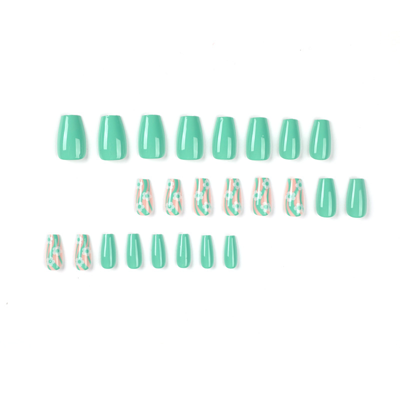 Green Florial Medium Coffin Nail