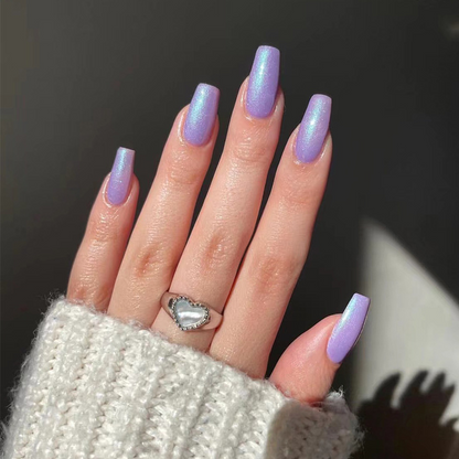 Purple pearlescent coffin nail