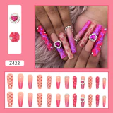 Flash Love Pink Glitter Ballerina Nail Long