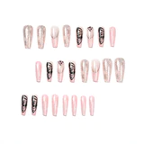 Glitter Pink Butterfly Ballerina Nail Long