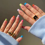 Rainbow French Tip Coffin Nail