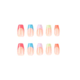 Rainbow French Tip Coffin Nail