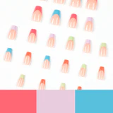 Rainbow French Tip Coffin Nail