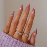 Glitter Star Moon Almond Nail Medium