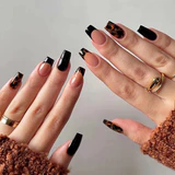 Black Brown French Tip Coffin Nail