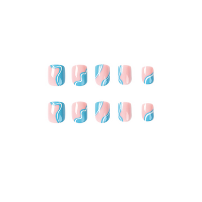 Blue Swirl Nails