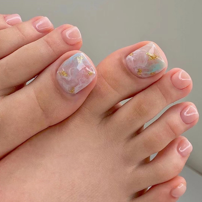 Pink Marble Toe Nail