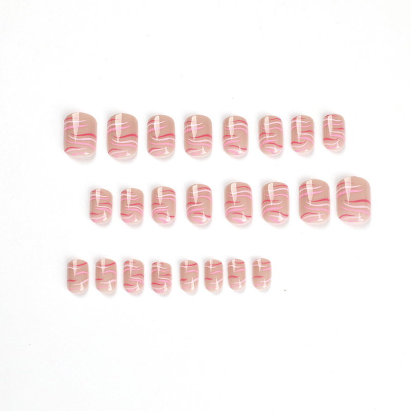 Pink Waves Square Nails