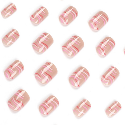 Pink Waves Square Nails