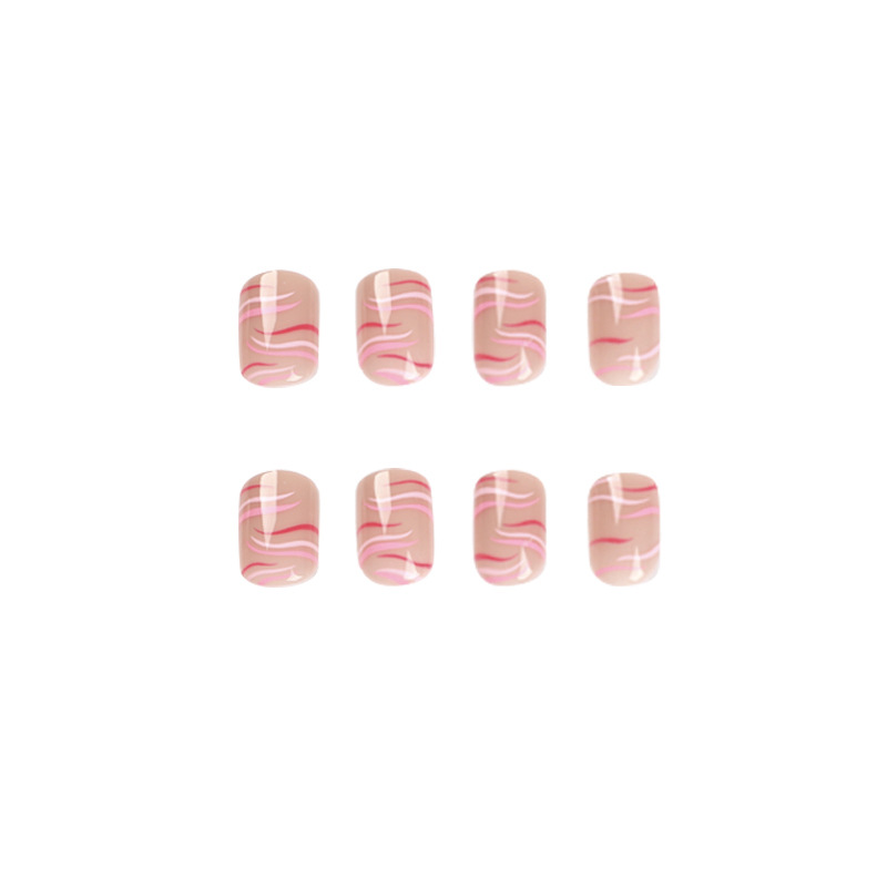 Pink Waves Square Nails