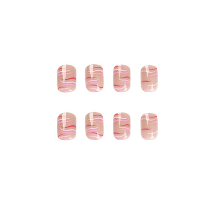 Pink Waves Square Nails