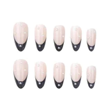 Pearl Black French Tip Almond Nail