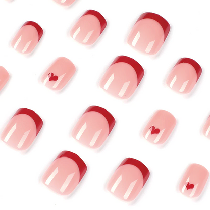 24PCS Red Fresh Little Love Heart Nail