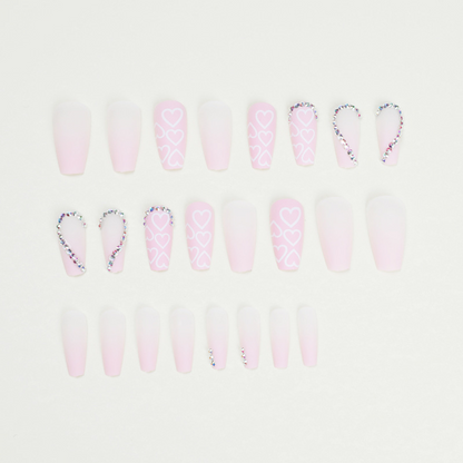 24 PCS Pink Love Press On Nails lang