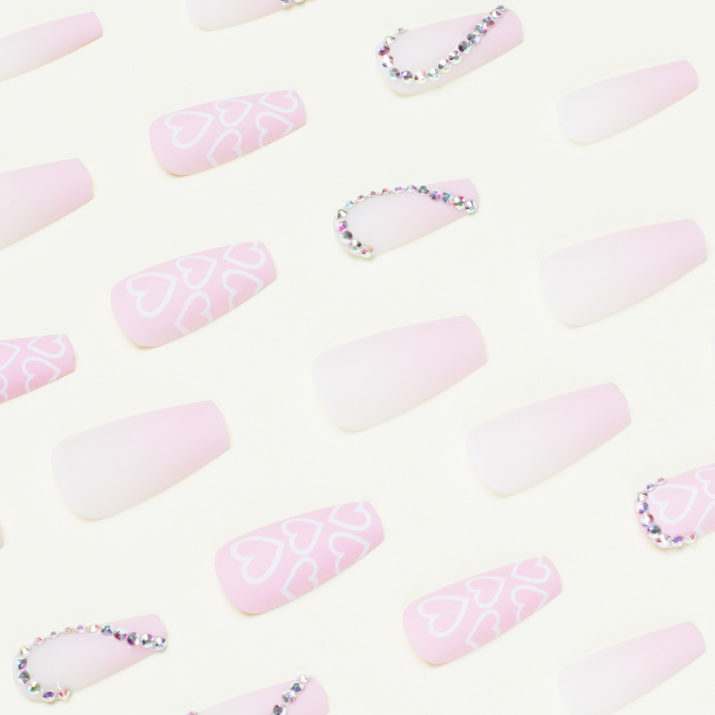 24 PCS Pink Love Press On Nails lang