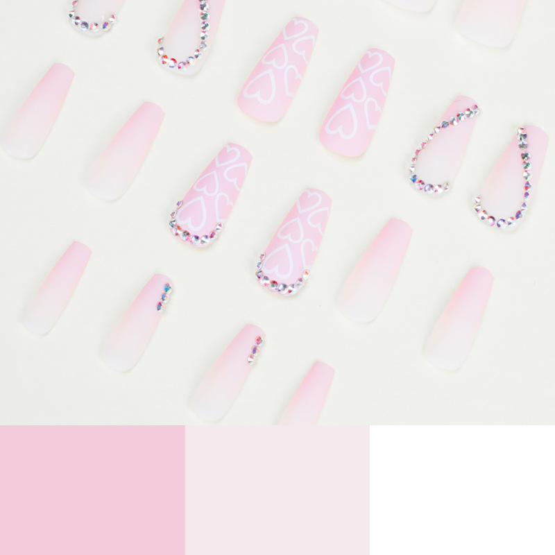 24 PCS Pink Love Press On Nails Long