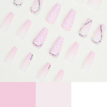 24 PCS Pink Love Press On Nails lang