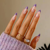 Glitter Purple French Tip Almond Nail