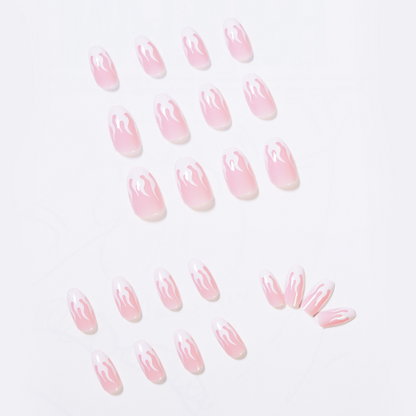 24PCS White Flame Nails