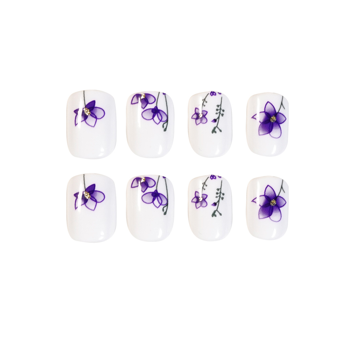 Vignette Ink Purple Flower Nails