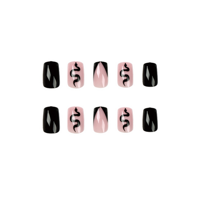 Black Snake French Tips Nails