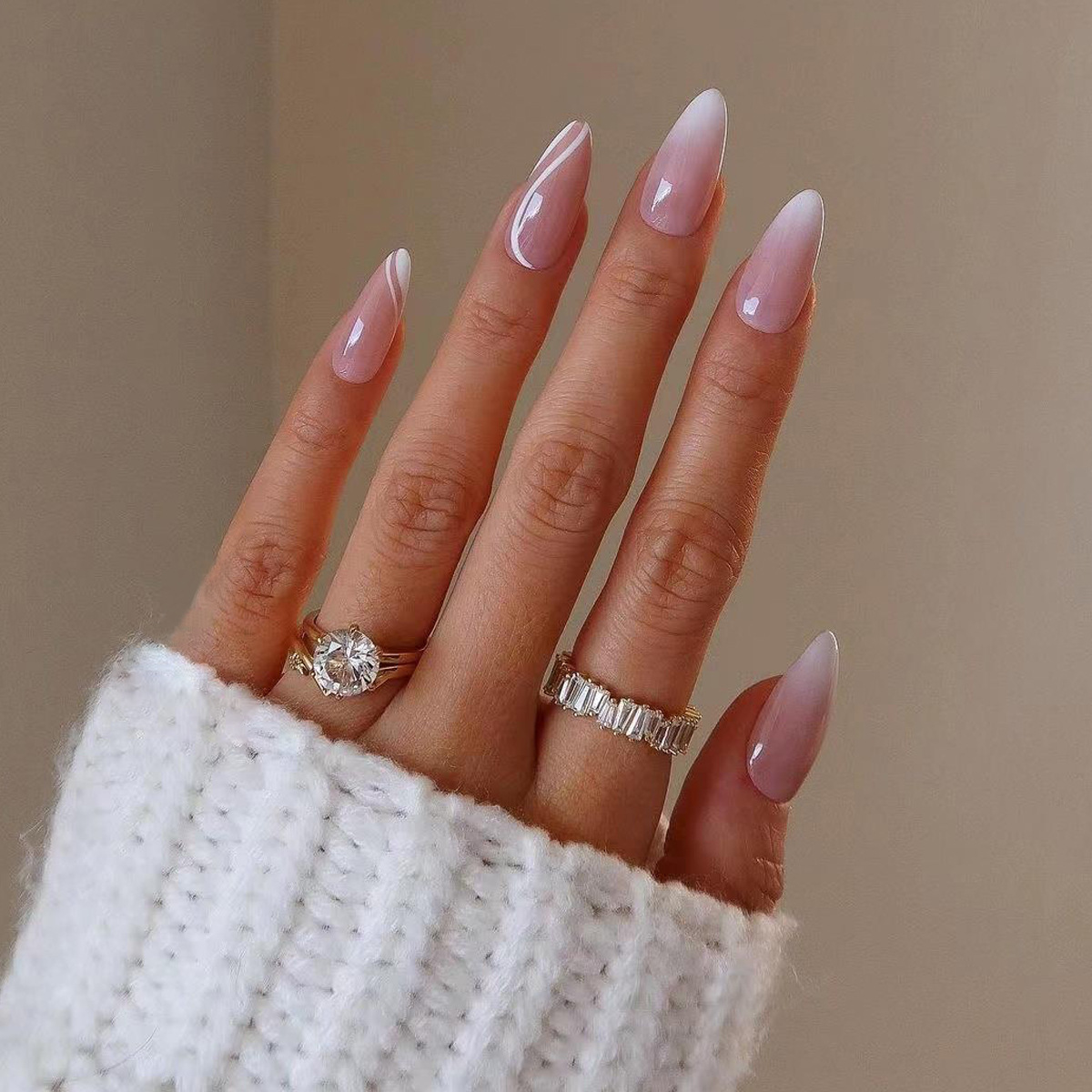 While Waves Pink French Ombre Nails