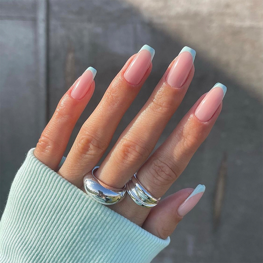 Mint Green French Square Nails