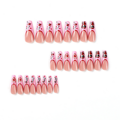 Love Lip Graffiti Cartoon French Coffin Nails