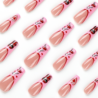 Love Lip Graffiti Cartoon French Coffin Nails