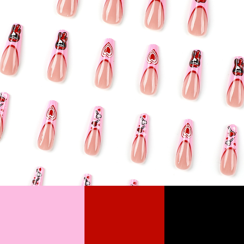 Love Lip Graffiti Cartoon French Coffin Nails