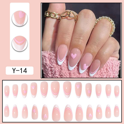 Pink Love French Oval Nails Medium