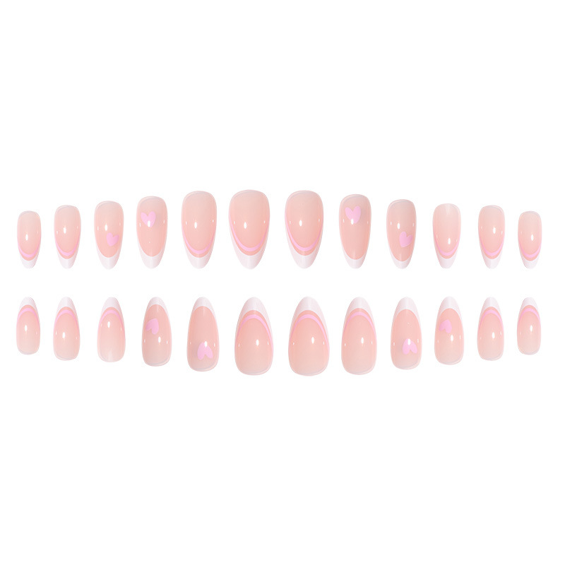 Pink Love French Oval Nails Medium