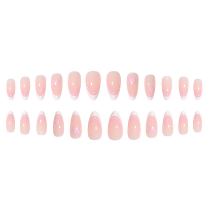 Pink Love French Oval Nails Medium