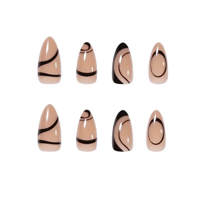 Black Lines Almond Nail Medium