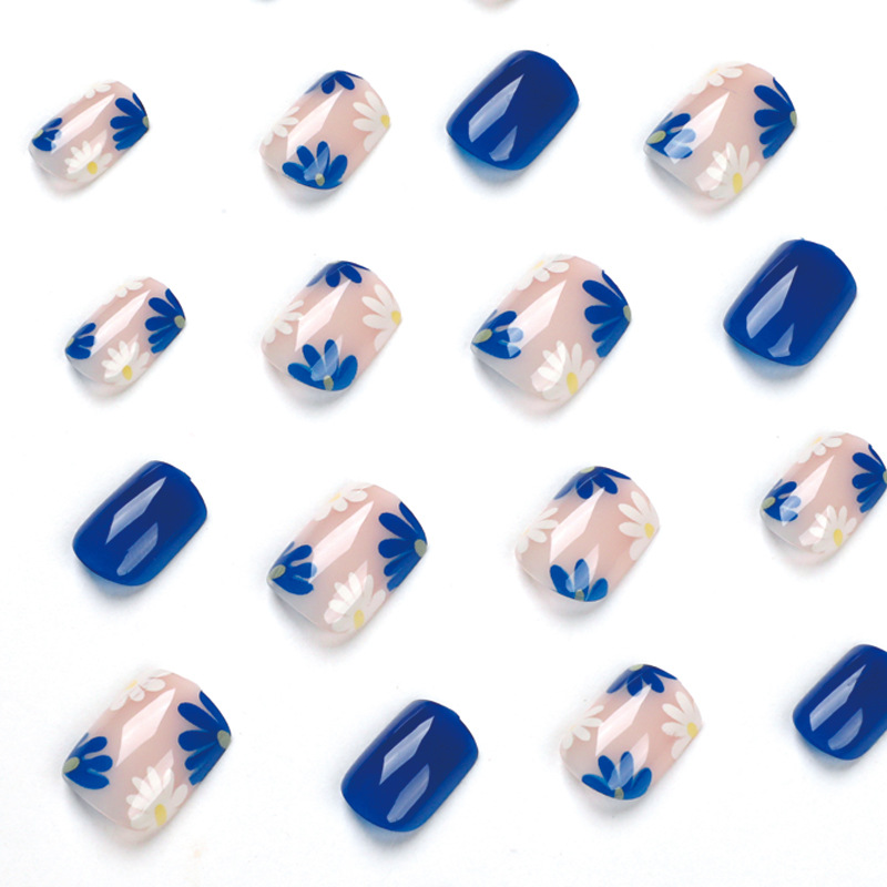 Ballet False Nails Blue White Wave Long Press on Nails for Women Nail Art  24pcs | eBay